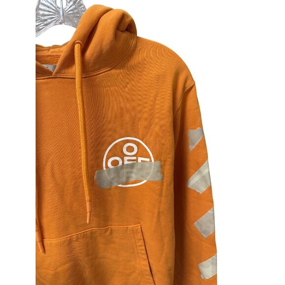 Off-White Virgil Abloh Orange Graphic Hoodie With Arrows & Logo Design - Picture 3 of 12